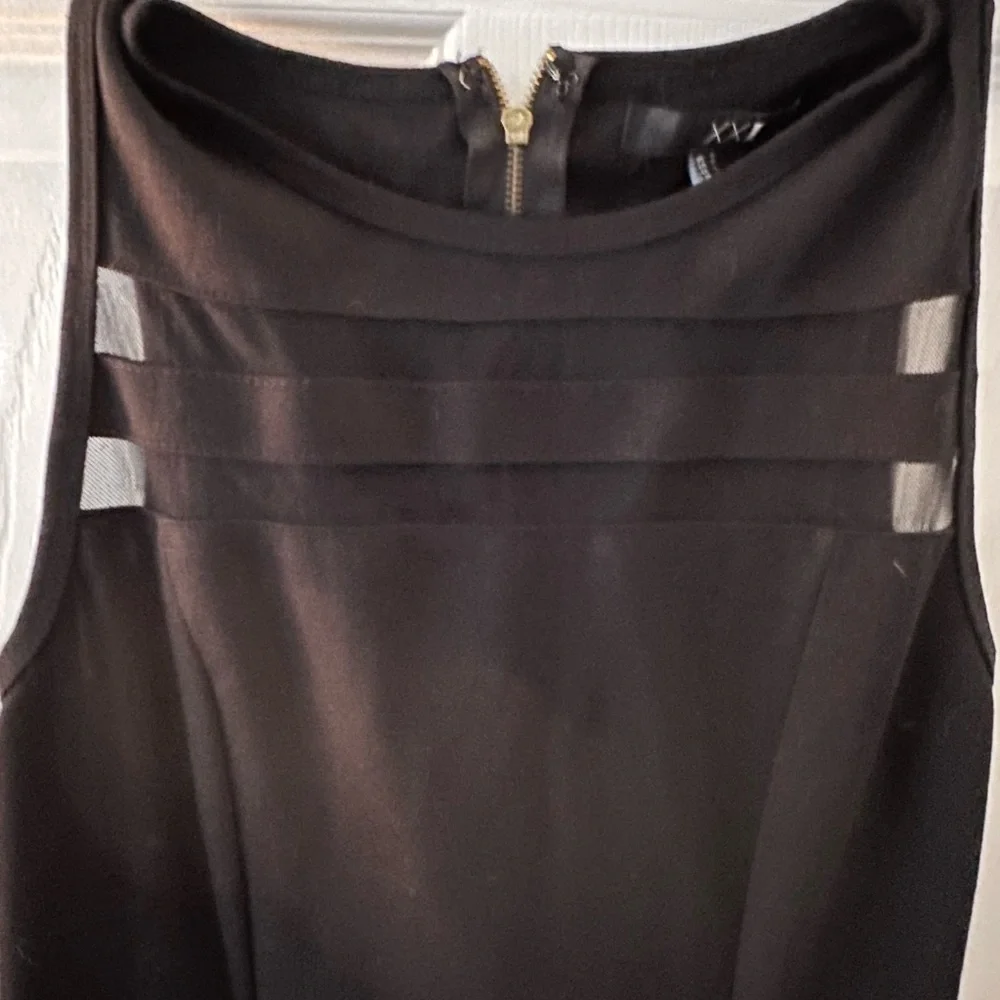 Black mini dress with mesh sheer striping junior sizing - Picture 7 of 8